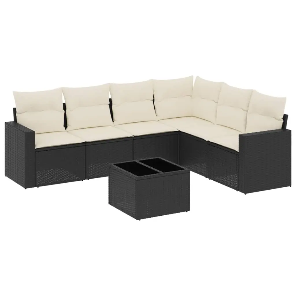 7-Piece Modular Black Rattan Outdoor Sectional Sofa Set