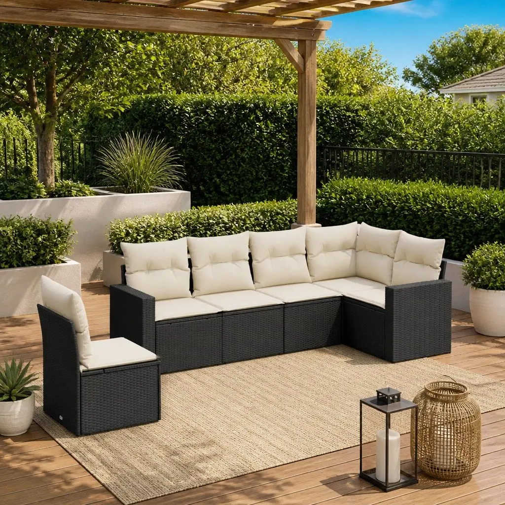 6-Piece Outdoor Sectional Sofa Set in Black