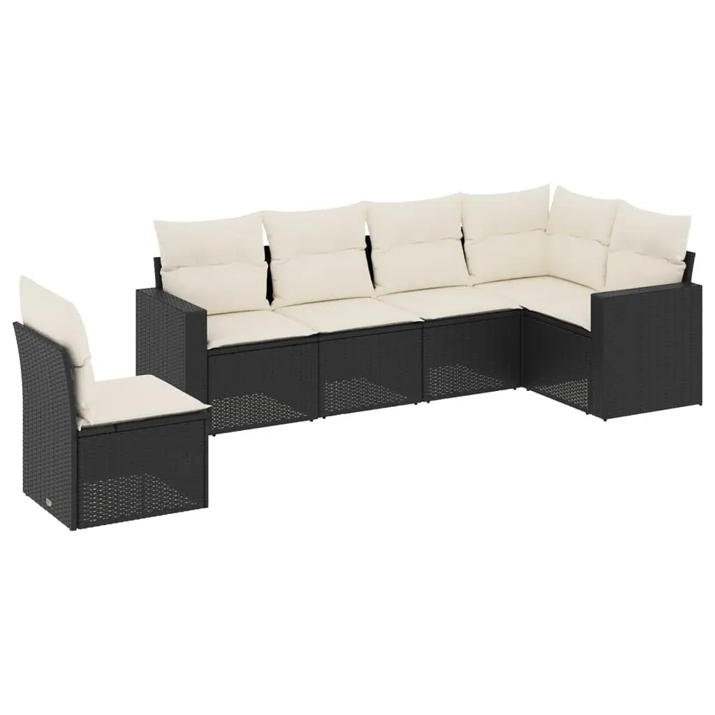 6-Piece Outdoor Sectional Sofa Set in Black