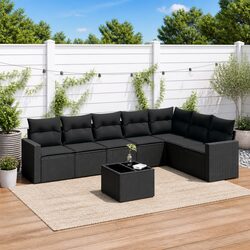 Durable 8 Piece Black Rattan Outdoor Sectional Sofa Set