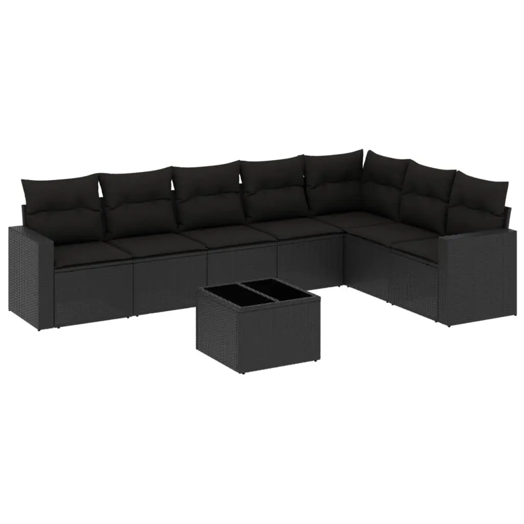 8 Piece Black Rattan Outdoor Sectional Sofa Set
