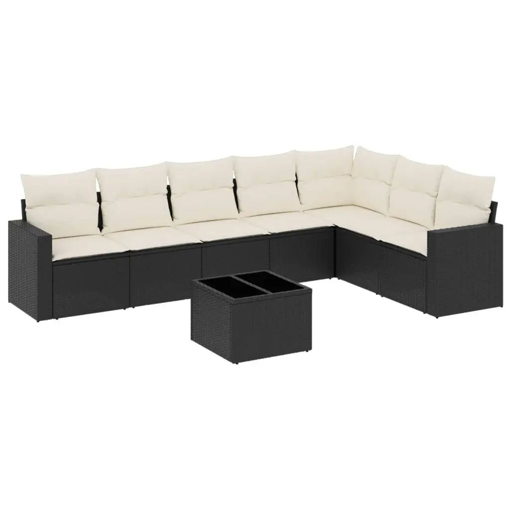8 Piece Black Rattan Outdoor Sofa Set
