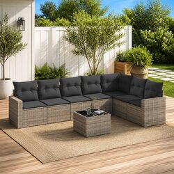 Durable 8 Piece Grey Garden Sofa Set with Storage