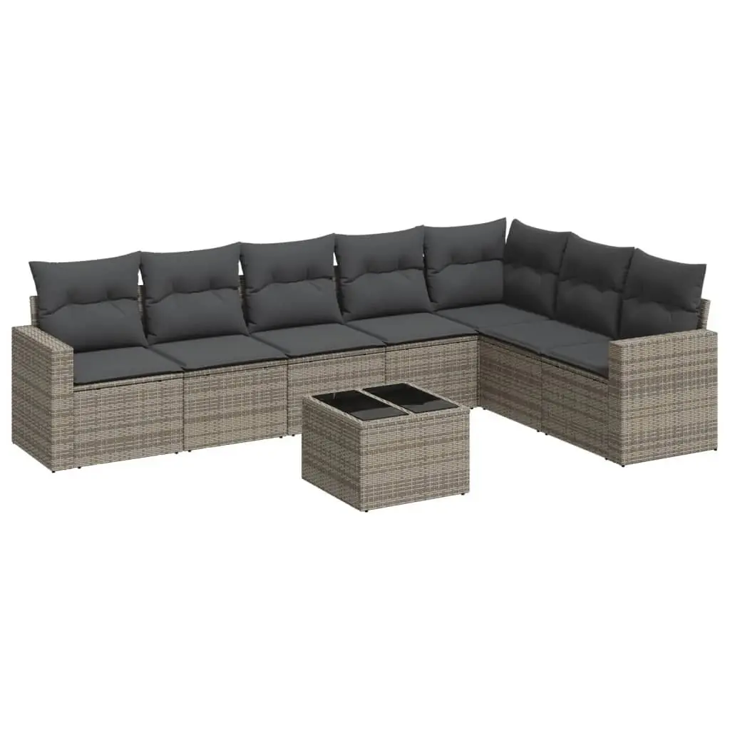 8 Piece Grey Garden Sofa Set with Storage