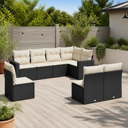 Stylish 8-Piece Outdoor Sectional Sofa Set in Black Rattan
