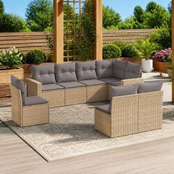 Premium 8-Piece Outdoor Sectional Sofa Set in Beige
