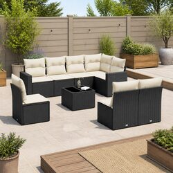 High-Quality 9 Piece Outdoor Sectional Sofa Set in Black