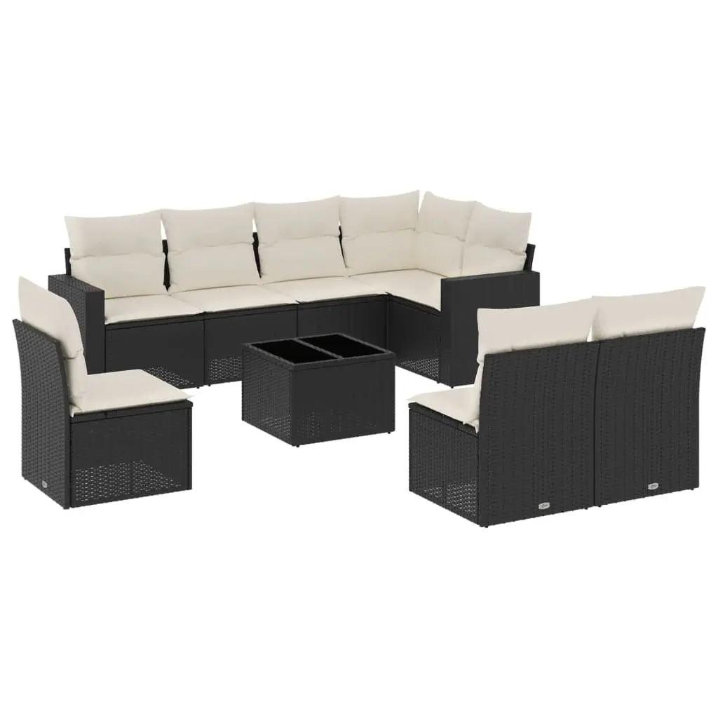 9 Piece Outdoor Sectional Sofa Set in Black