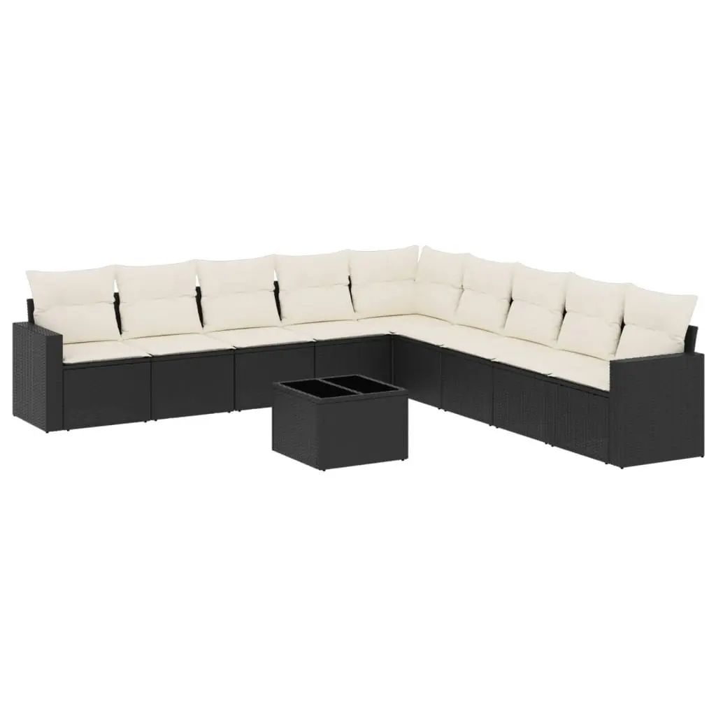 10-Piece Outdoor Sectional Sofa Set in Black