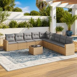 Premium 10 Piece Outdoor Sectional Sofa Set in Beige