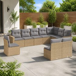 10 Piece Modular Outdoor Sectional Sofa Set in Beige