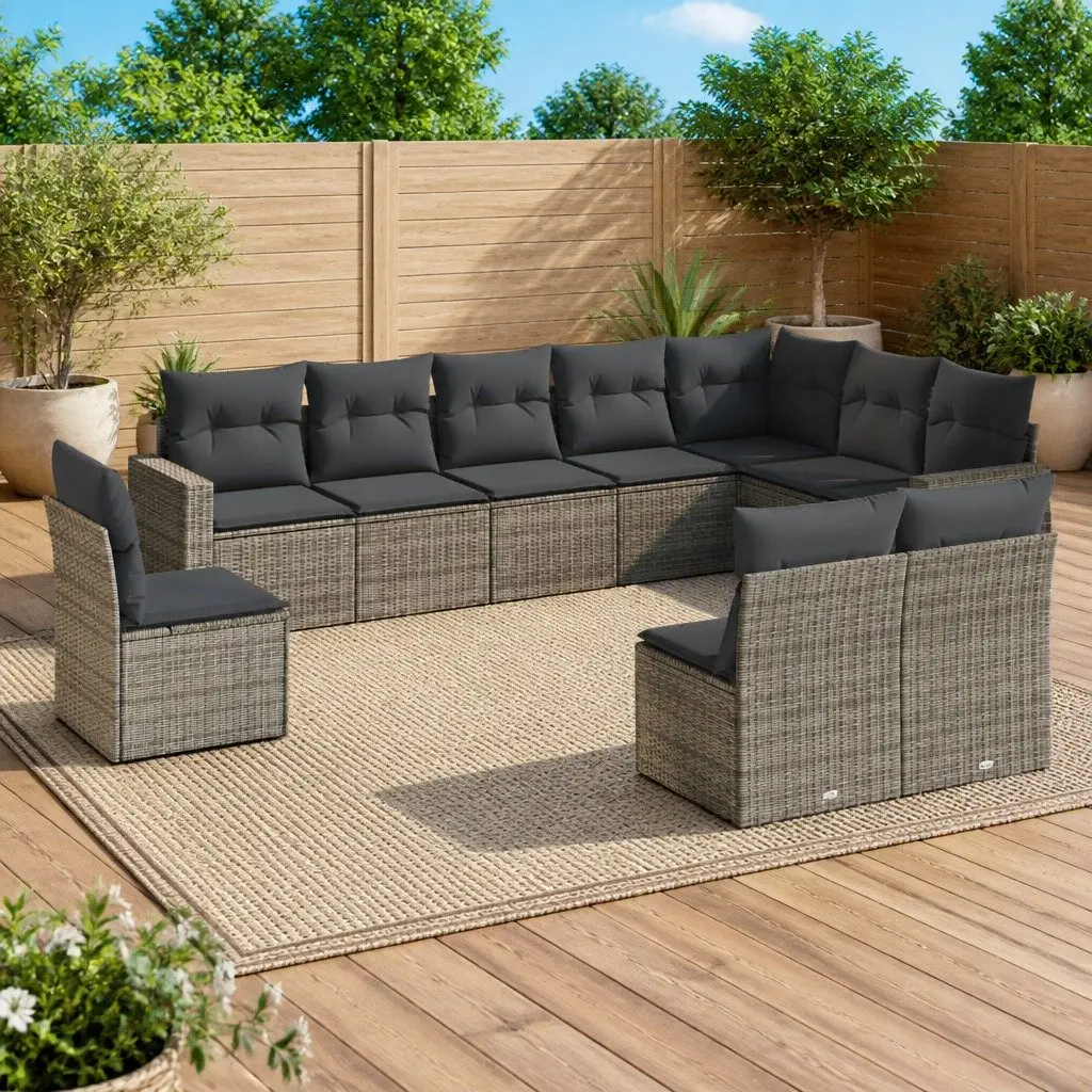 Grey 10 Piece Outdoor Sectional Sofa Set for Comfort