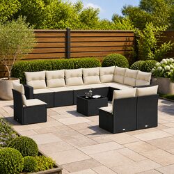 Durable 11-Piece Outdoor Sectional Sofa Set in Black