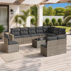 Stylish 11 Piece Outdoor Sectional Sofa Set in Grey