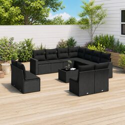High-Quality 12 Piece Black Rattan Outdoor Sectional Sofa