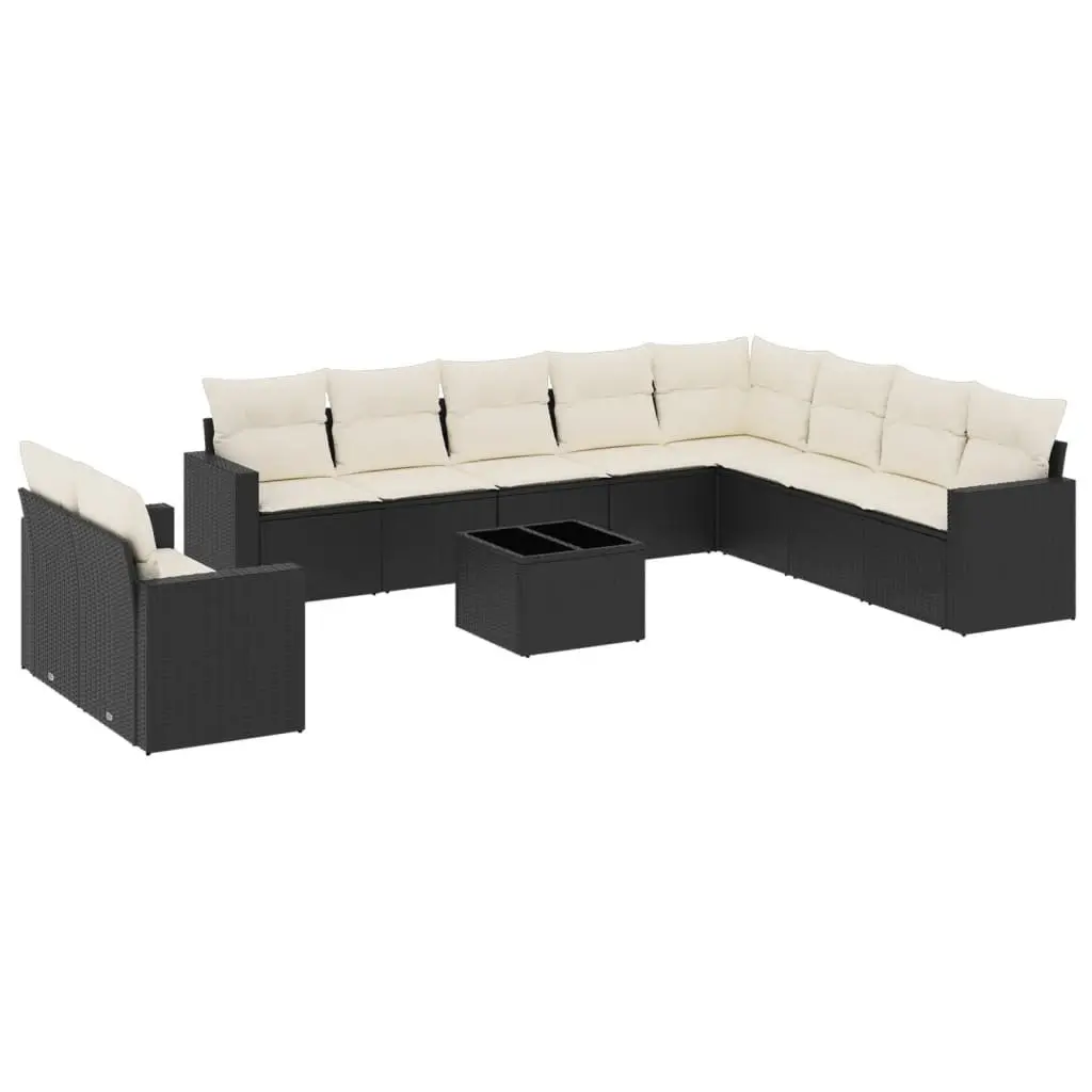 Black Outdoor Sectional Sofa Set 11 Piece with Storage