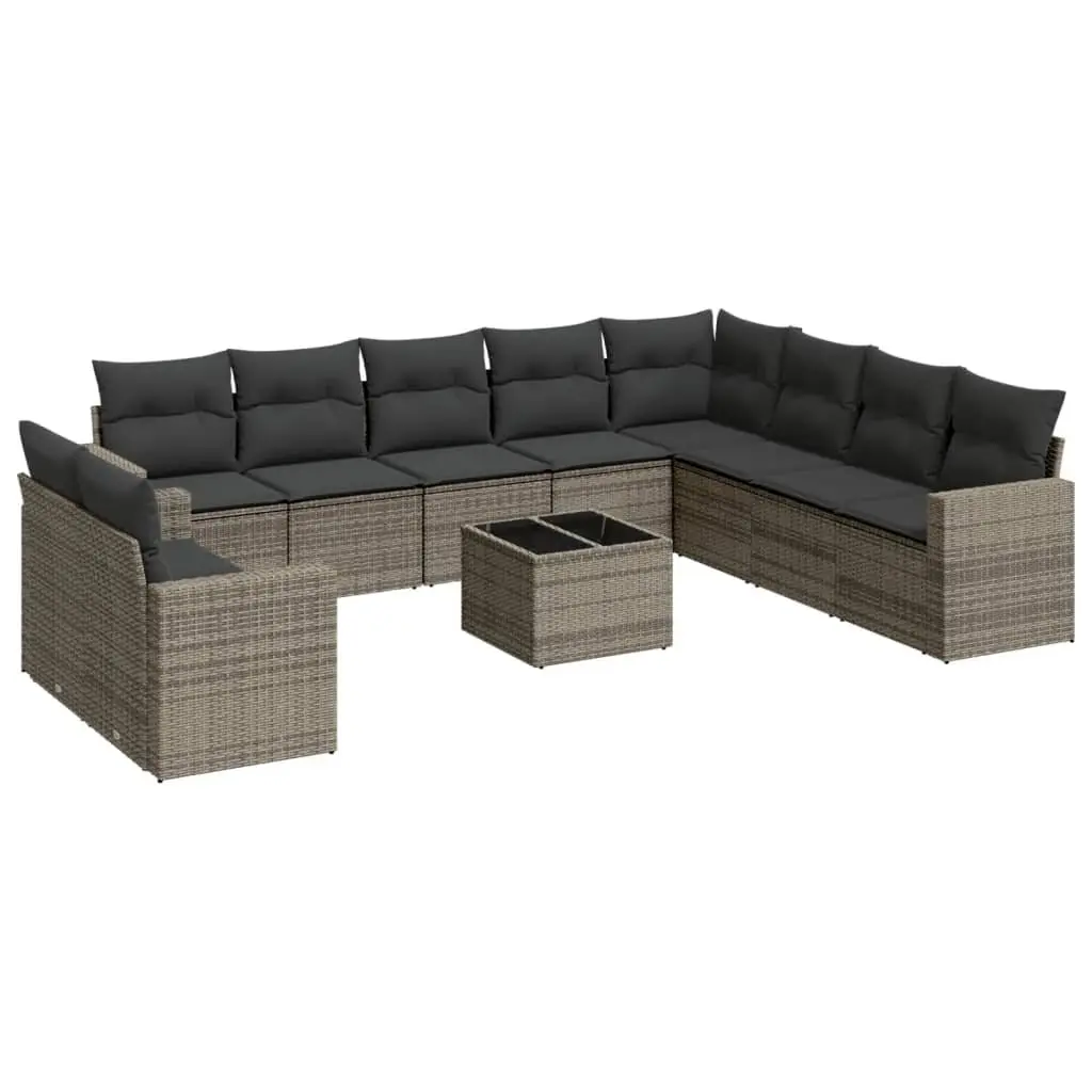 11-Piece Grey Outdoor Sectional Sofa Set