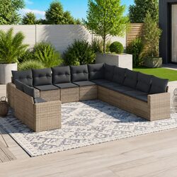 Sturdy 11 Piece Outdoor Sectional Sofa Set in Grey