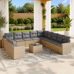 Beige 12 Piece Outdoor Sectional Sofa Set with Storage