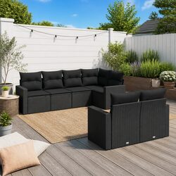 7-Piece Modular Outdoor Sectional Sofa Set - Black