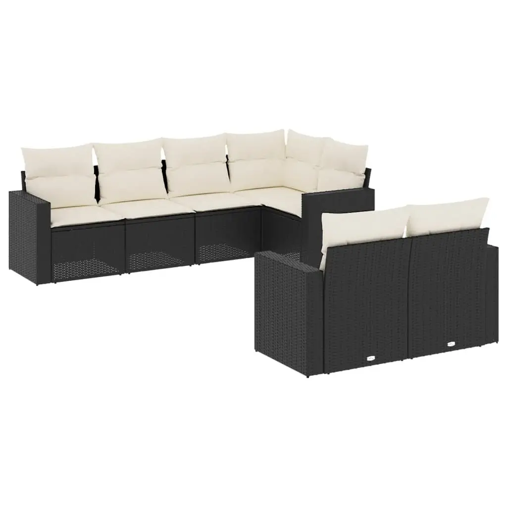 Black 7 Piece Outdoor Patio Sectional Sofa Set