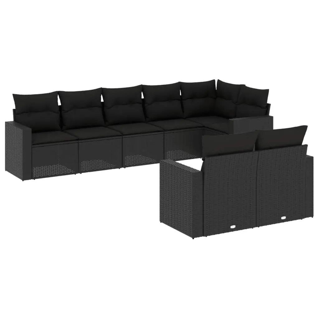 Outdoor 8-Piece Modular Sofa Set in Black