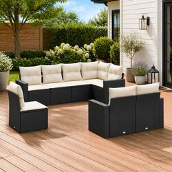 Durable Outdoor 8-Piece Sectional Sofa Set in Black