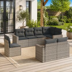 8-Piece Grey Sectional Sofa Set with Storage for Outdoors
