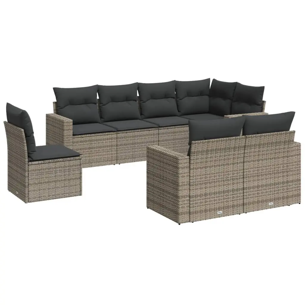 8-Piece Grey Sectional Sofa Set with Storage for Outdoors