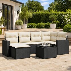 Durable 7-Piece Black Outdoor Sectional Sofa Set