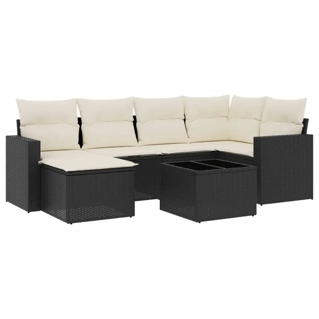 7-Piece Black Outdoor Sectional Sofa Set