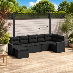 Durable 7-Piece Modular Outdoor Sofa Set in Black