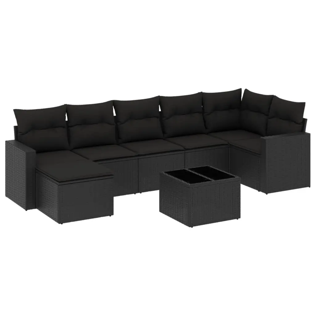 Modular Black Poly Rattan 8 Piece Outdoor Sofa Set