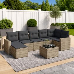 Durable 8 Piece Outdoor Garden Sectional Sofa Set in Grey