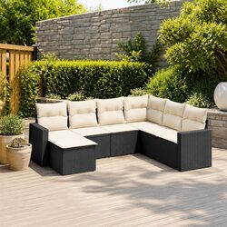 Black 7-Piece Outdoor Sectional Sofa with Storage