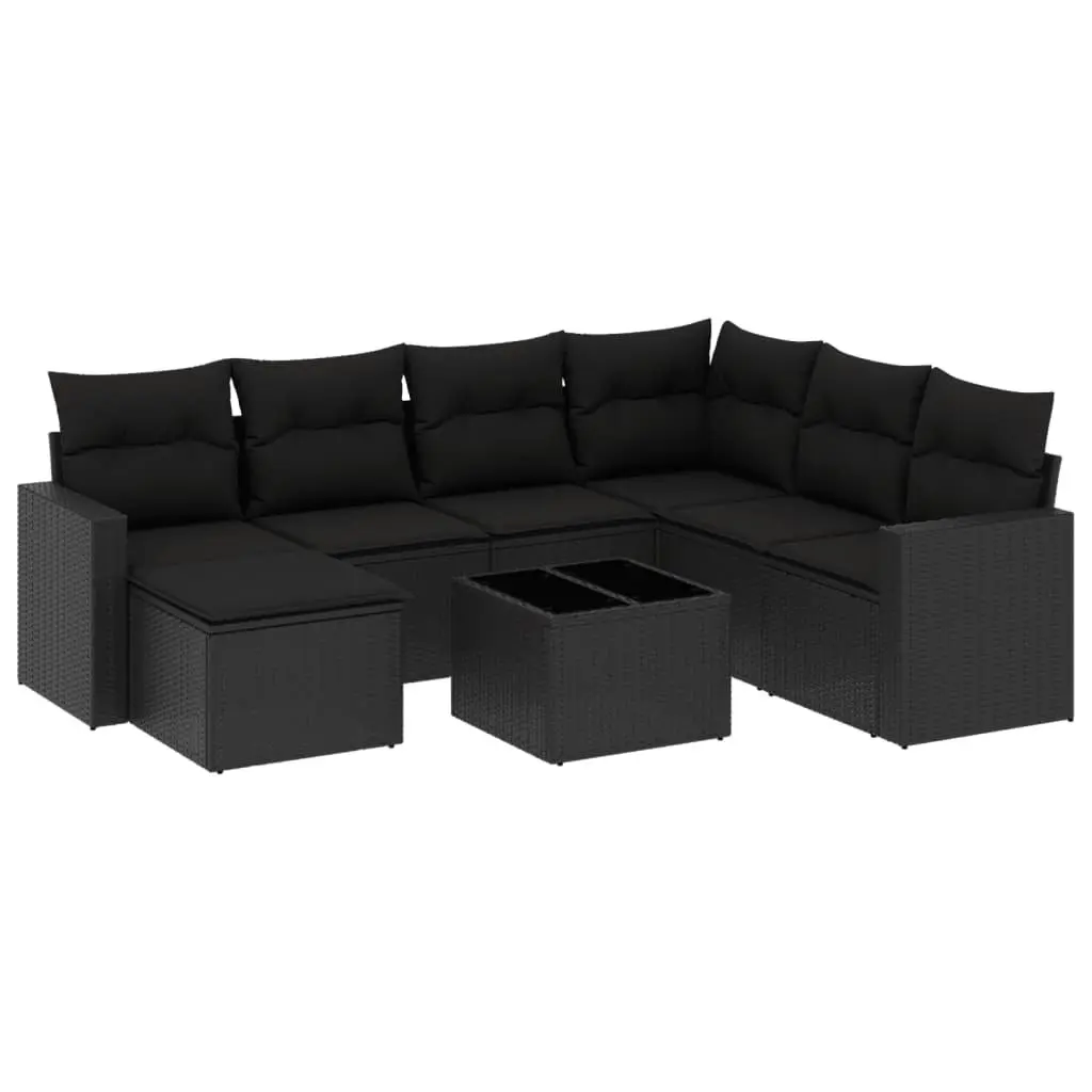 8 Piece Outdoor Sectional Sofa Set Black Rattan