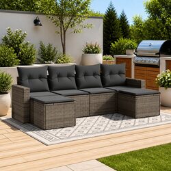 Durable 6-Piece Outdoor Sectional Sofa Set in Grey