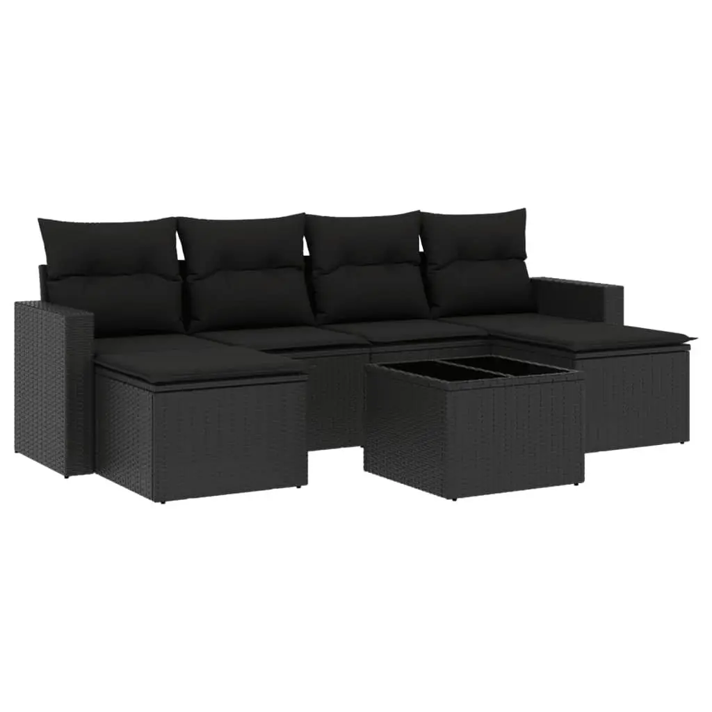 7 Piece Outdoor Sectional Sofa Set in Black
