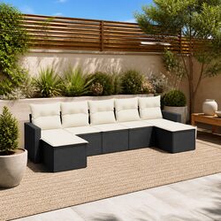 Quality 7 Piece Outdoor Sectional Sofa Set in Black