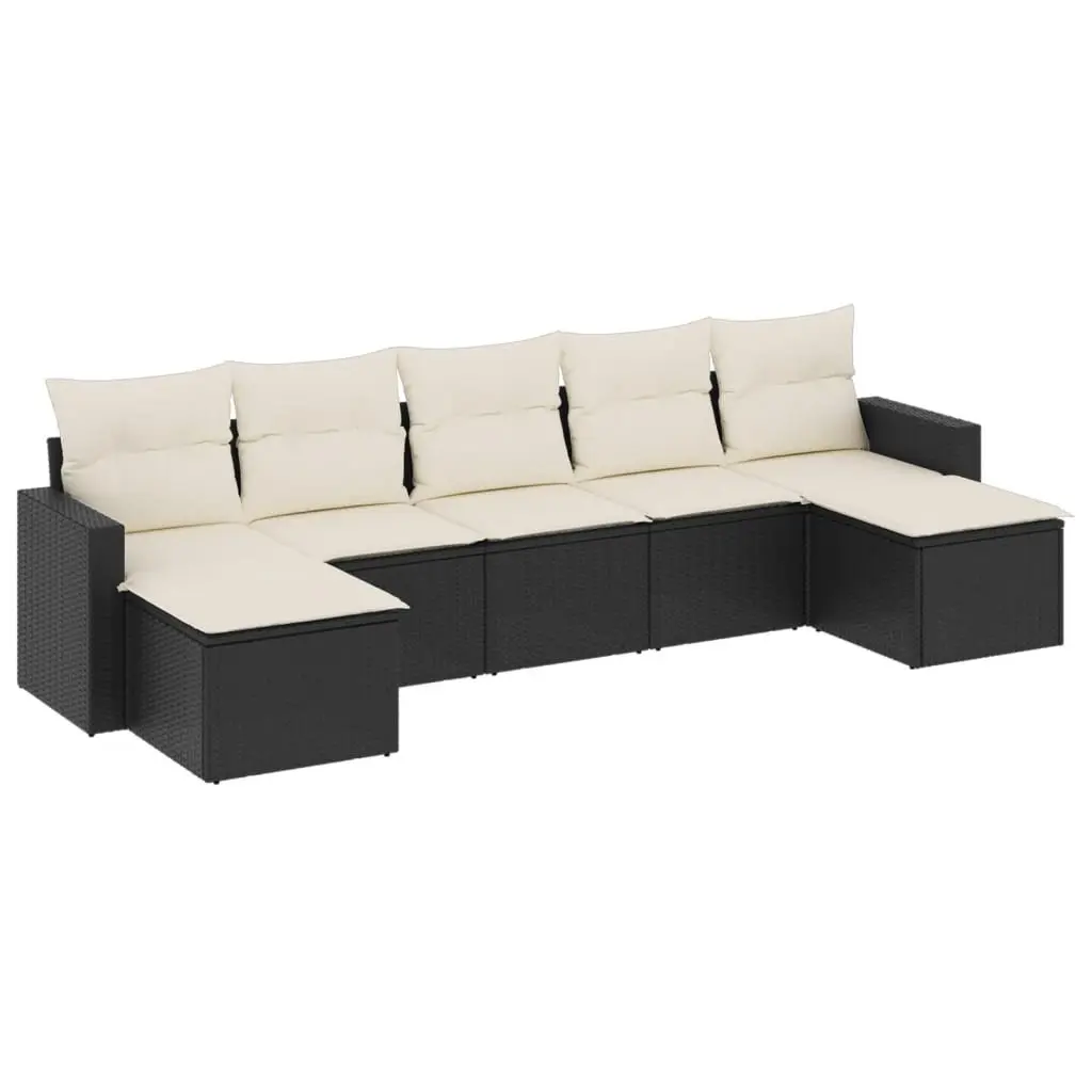 7 Piece Outdoor Sofa Set PE Rattan Black Modular Garden Patio Furniture