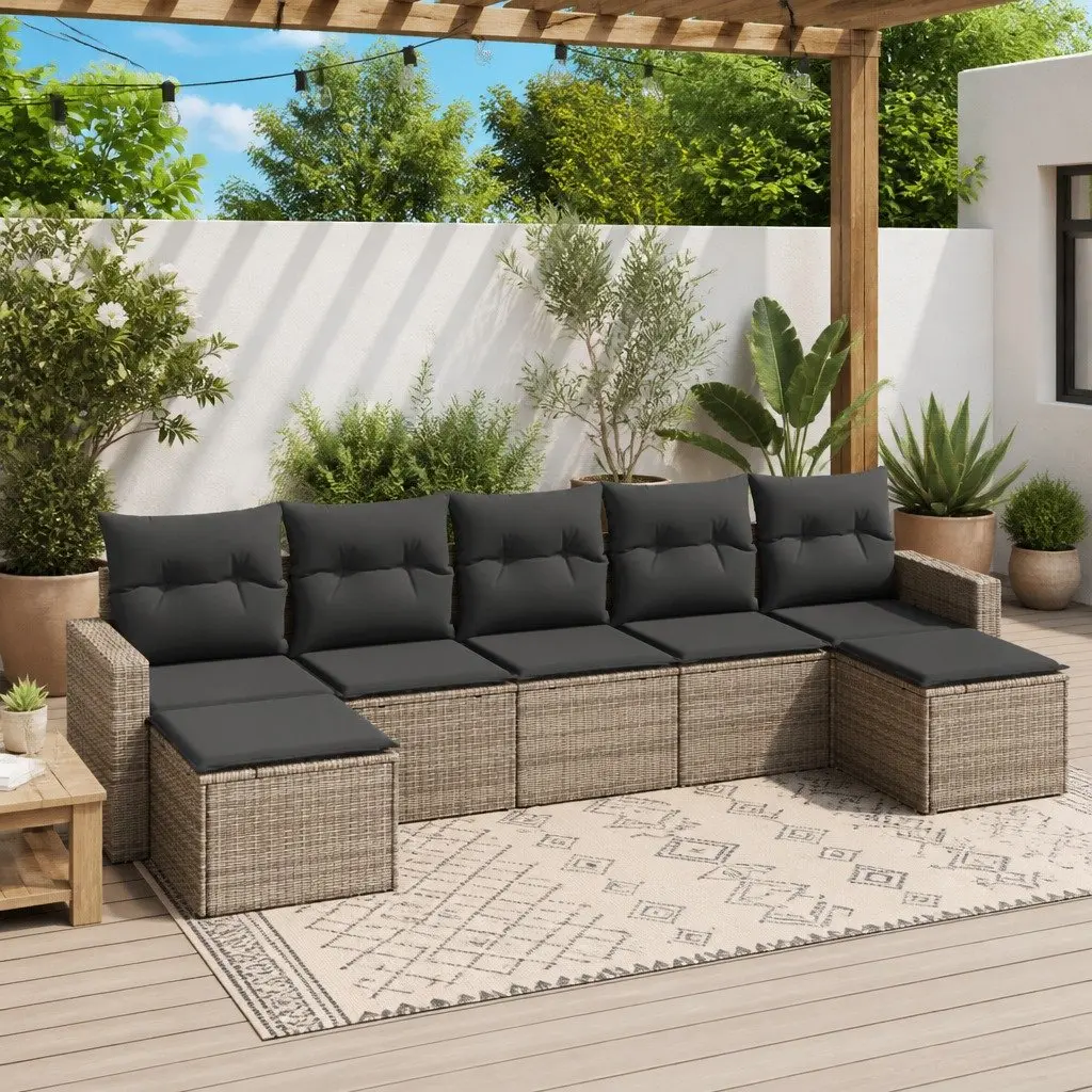 7 Piece Outdoor Sectional Sofa Set in Grey