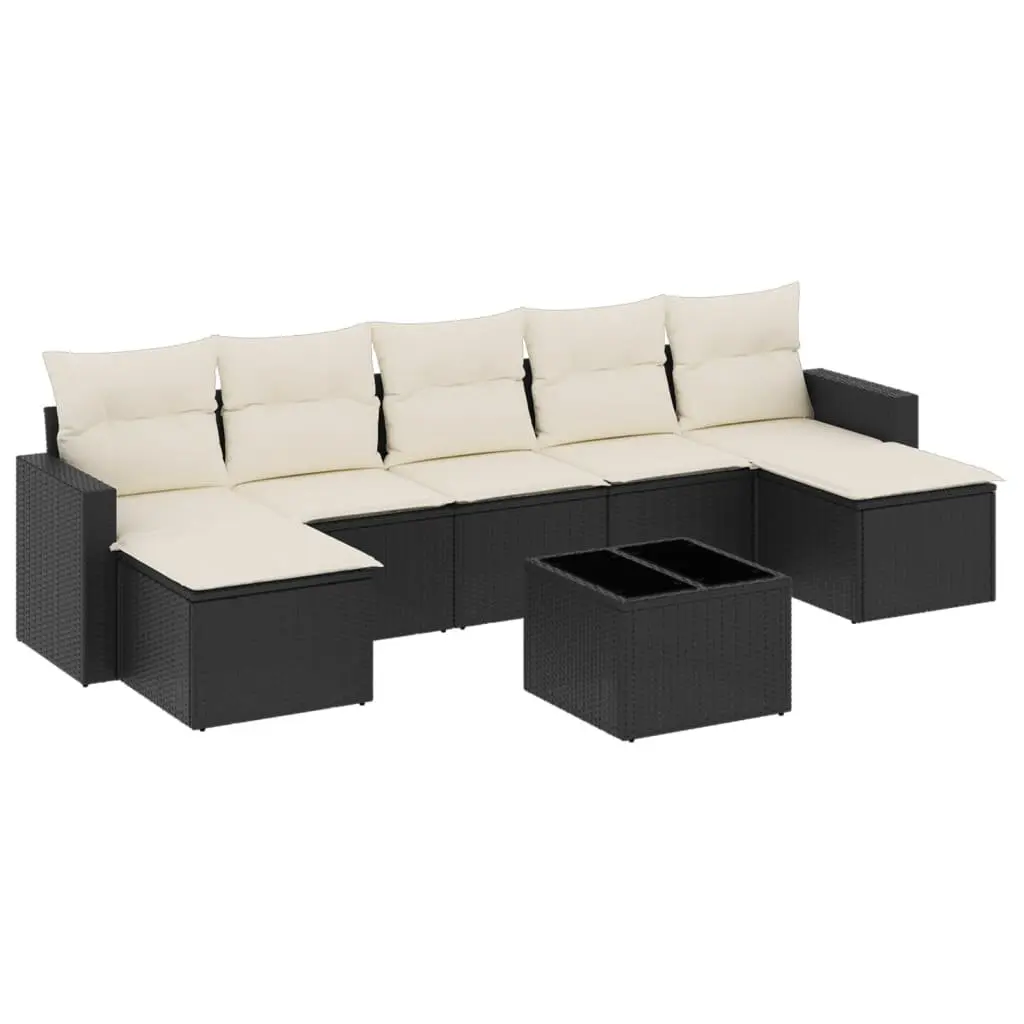 8-Piece Black Modular Garden Sofa Set with Storage