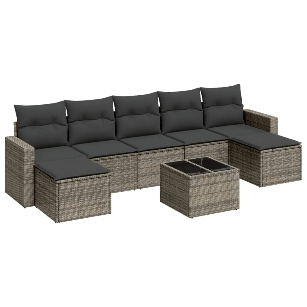 8 Piece Outdoor Sectional Sofa Set PE Poly Rattan Grey Garden Lounge Furniture