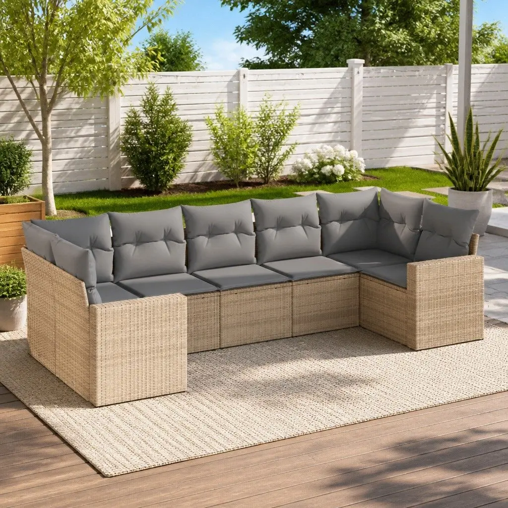 7-Piece Sectional Garden Sofa Set with Storage Cushions