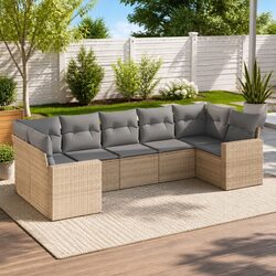 7-Piece Sectional Garden Sofa Set with Storage Cushions