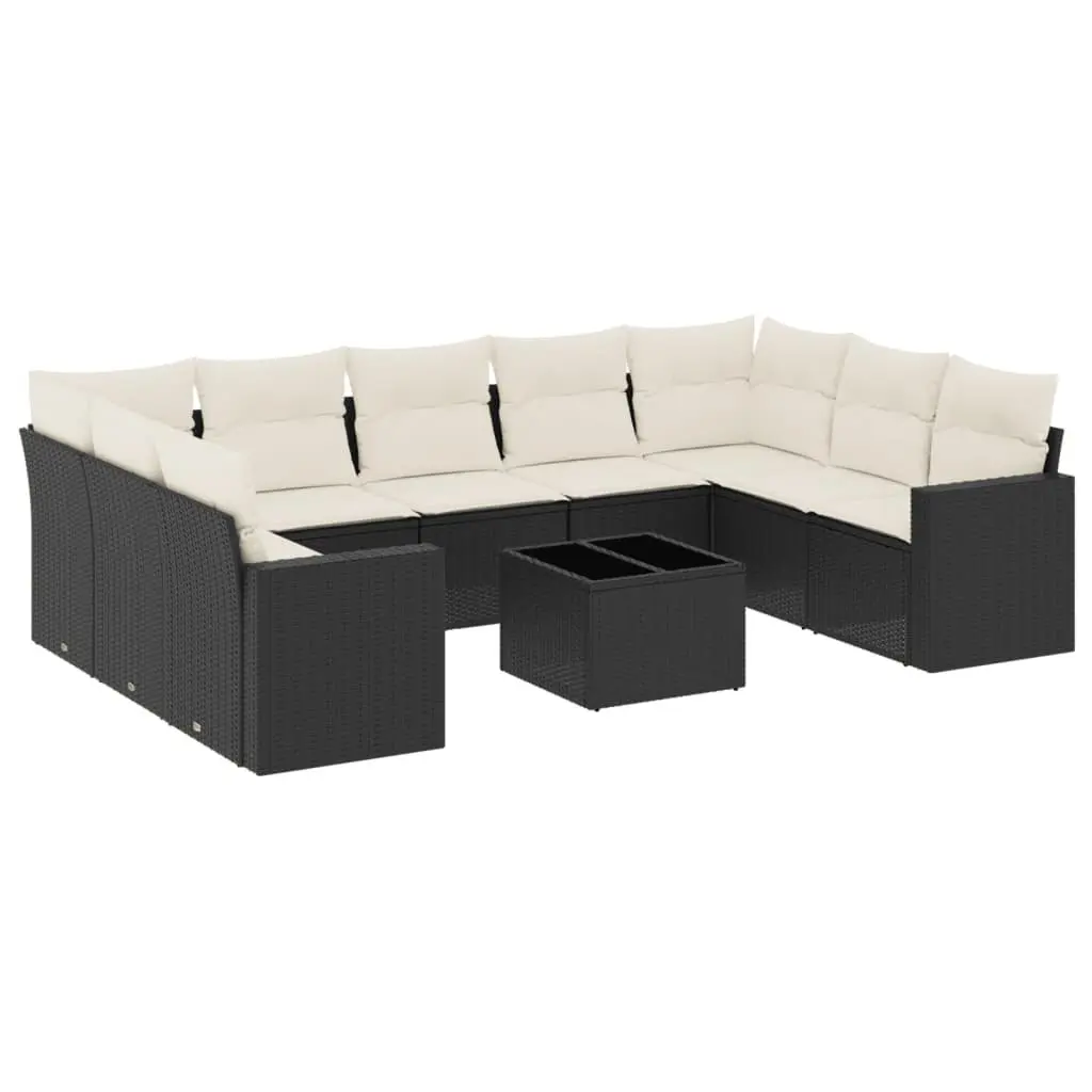 10 Piece Outdoor Sectional Sofa Set in Black