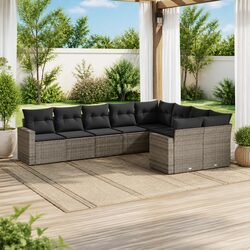 High-Quality 9 Piece Grey Poly Rattan Sectional Sofa Set