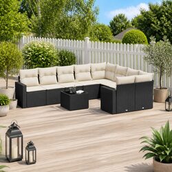 Premium 10-Piece Black Modular Rattan Sofa Set for Outdoors