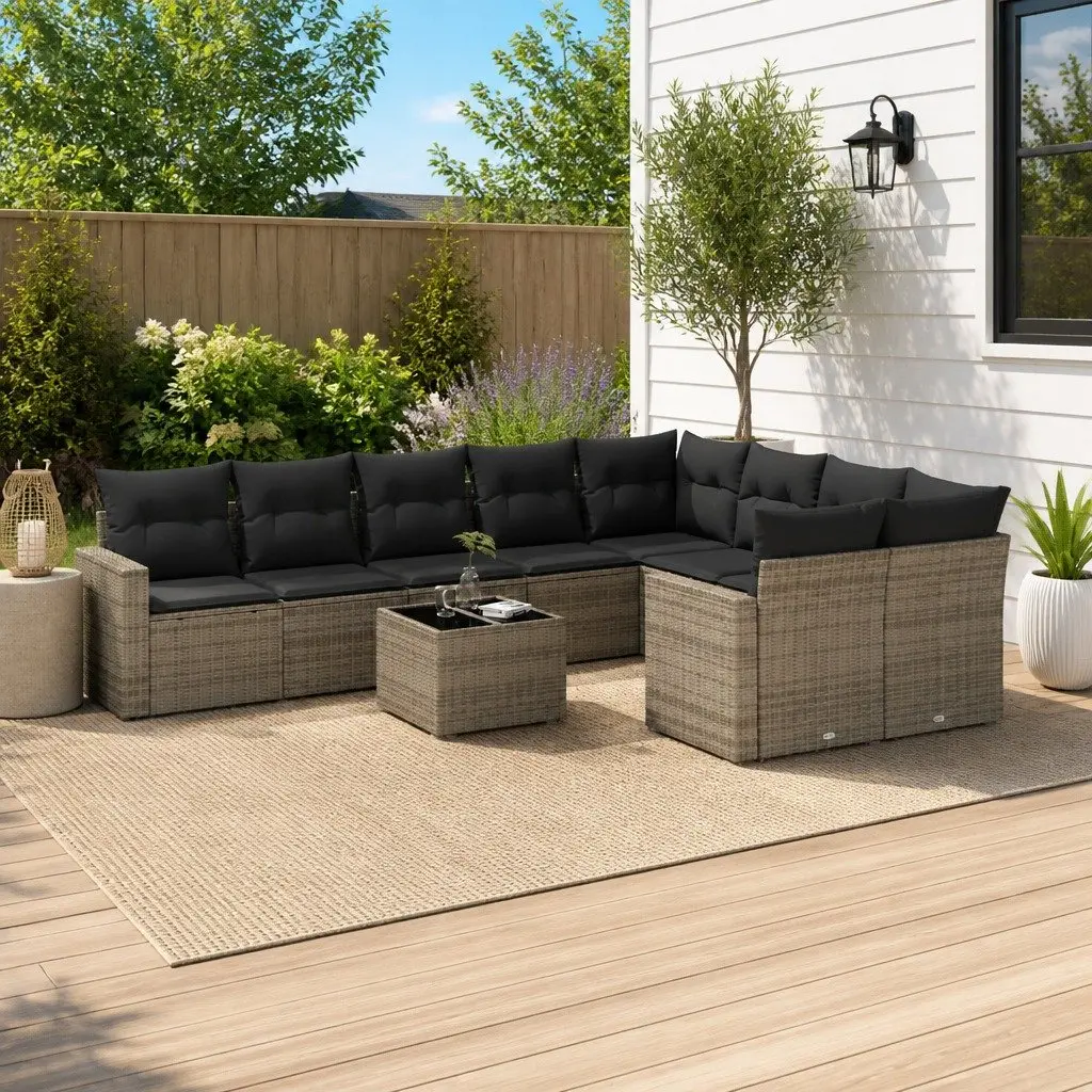 10-Piece Outdoor Sectional Sofa Set in Grey