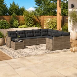 Premium 10-Piece Grey Outdoor Sectional Sofa Set